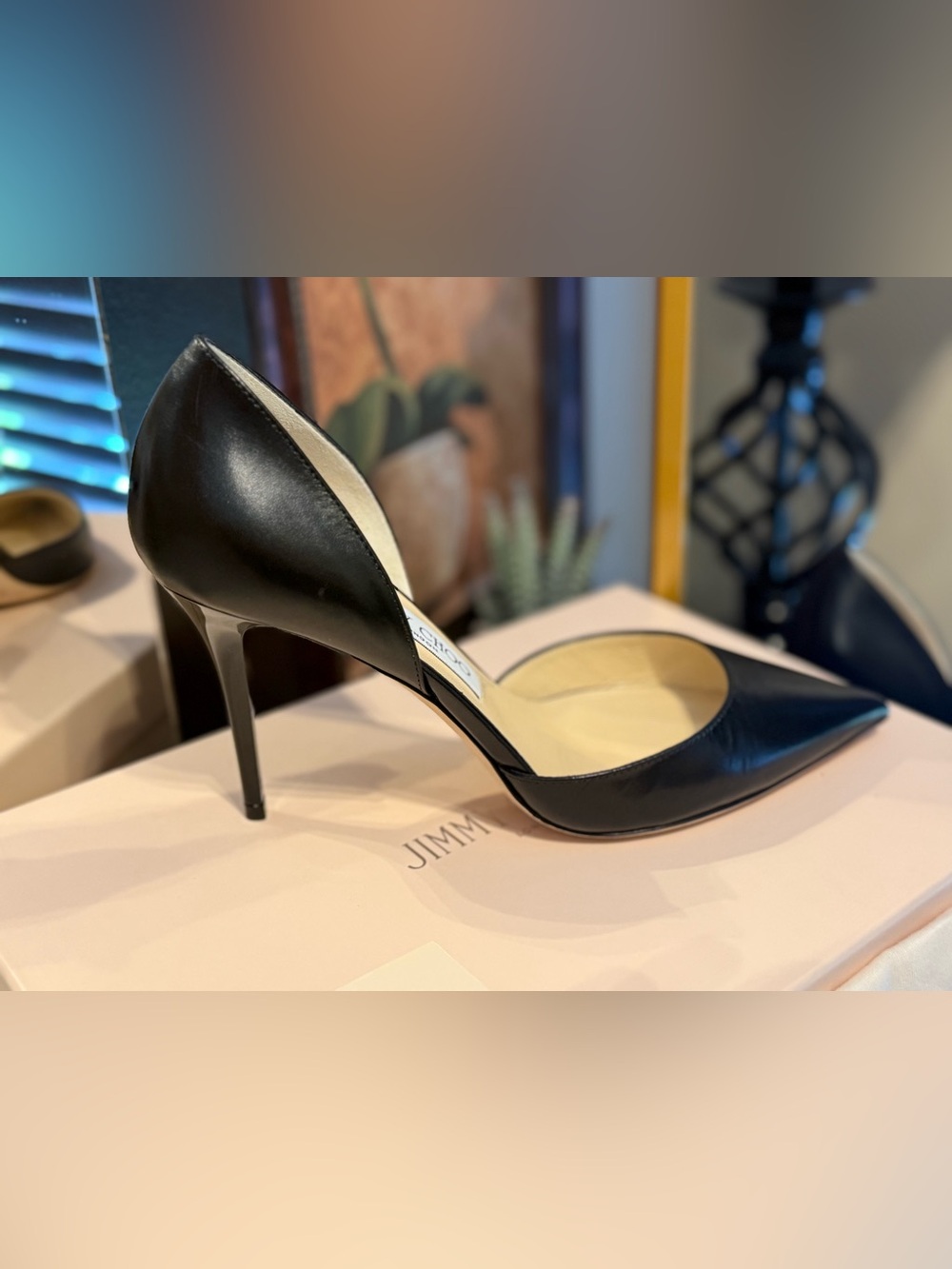 🌸Jimmy Choo Addison Black Leather D'Orsay Pointed-Toe Stiletto Heels🌸 - Picture 2 of 15
